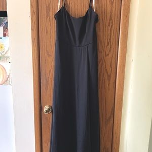 David’s Spaghetti Strap Black Satin Bridesmaid/Formal Dress Sz 6 or in Sz 8